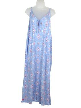 Simply Southern Blue Aztec Print Cotton Maxi Dress Adjustable Straps XL Summer